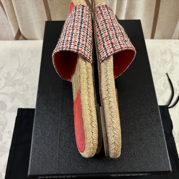 🆕Chanel CC Tweed espadrilles slides,in Box - Picture 7 of 9